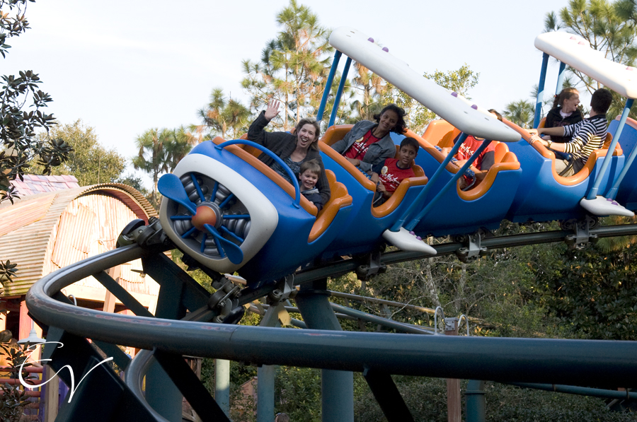 DSC_1641 Riding one of the roller coasters at Magic Kingdom. It looks like Andrew is now hooked on them!