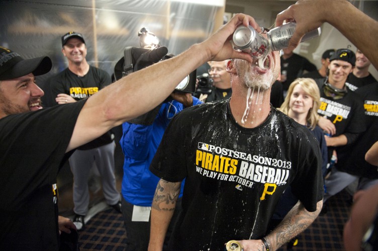 pittsburgh pirates A.J. Burnett celebrates playoff berth